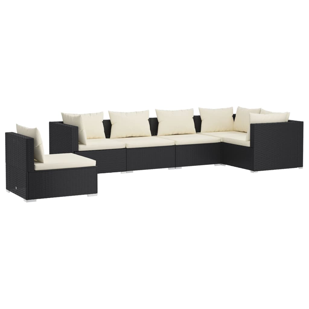Garden Lounge Set Black PE rattan, powder-coated steel, plastic
