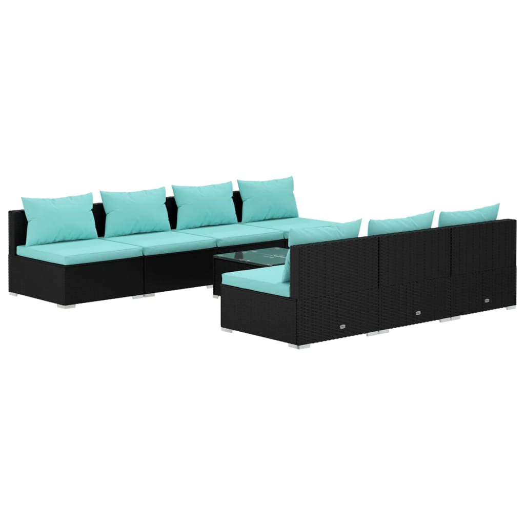 Garden Lounge Set Black PE rattan Standard Modular