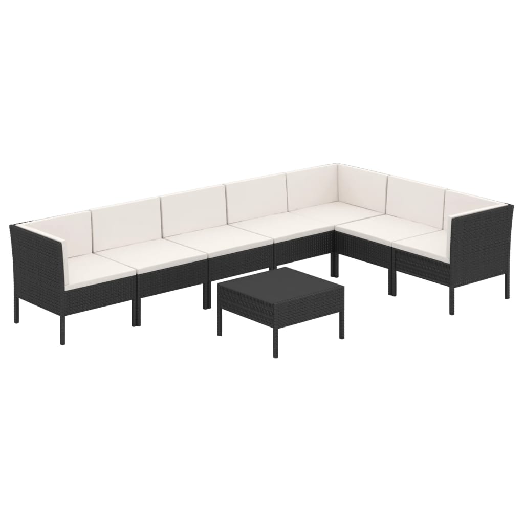 Garden Lounge Set Black PE rattan Standard Modular