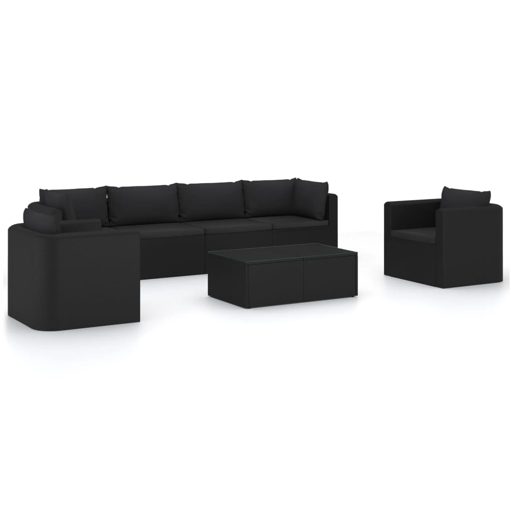 Garden Lounge Set Black Powder-coated steel Medium