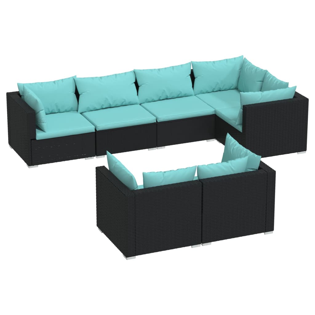 Garden Lounge Set Black, Water Blue