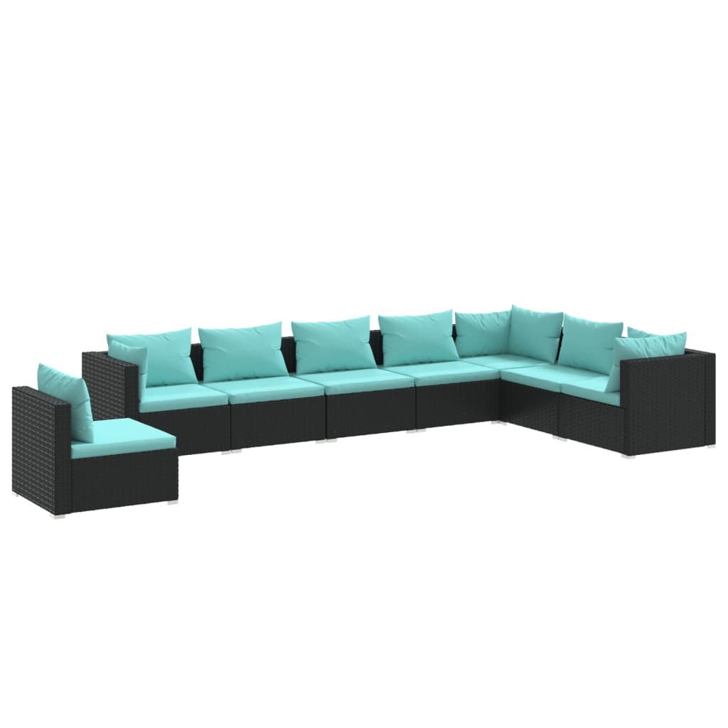 Garden Lounge Set Black, Water Blue