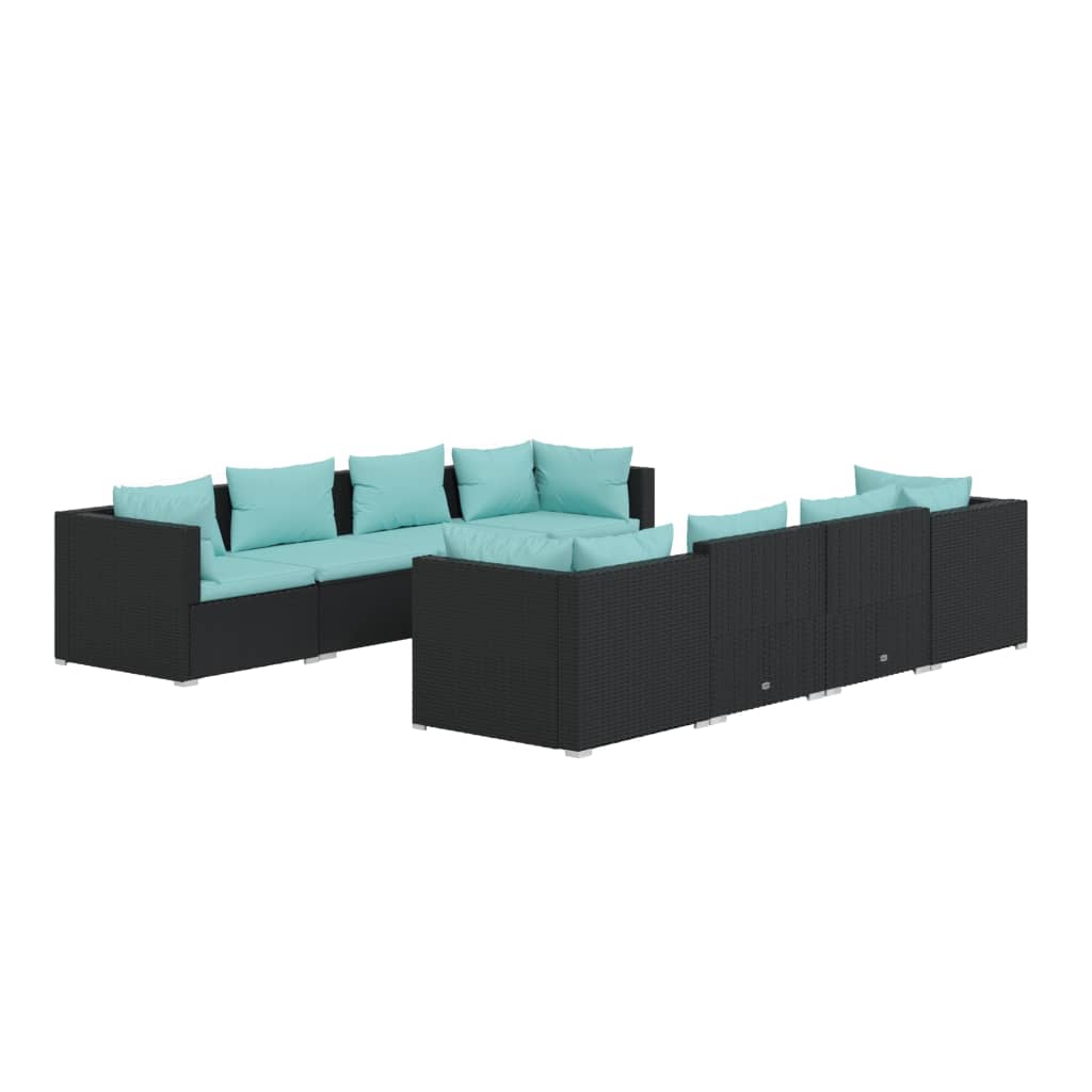 Garden Lounge Set Black with Aqua cushions