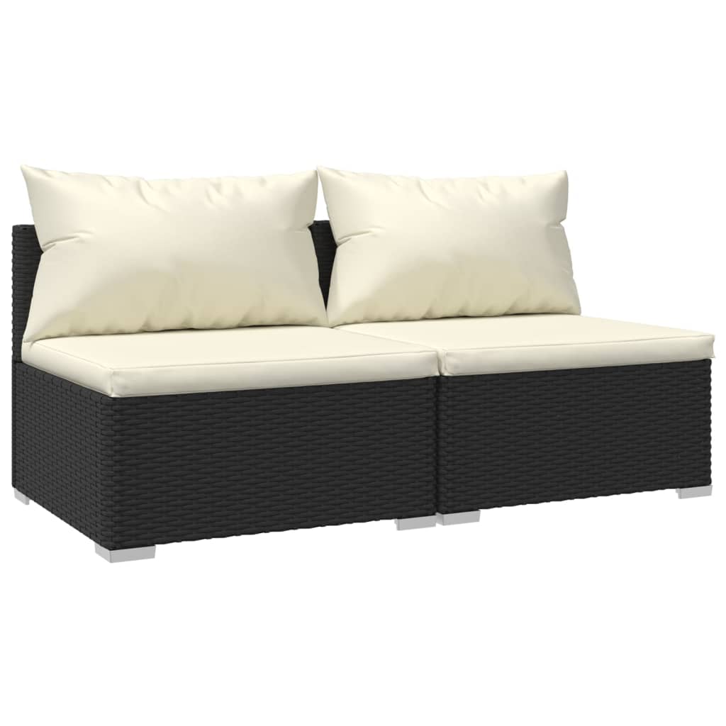 Garden Lounge Set Black with cream cushions