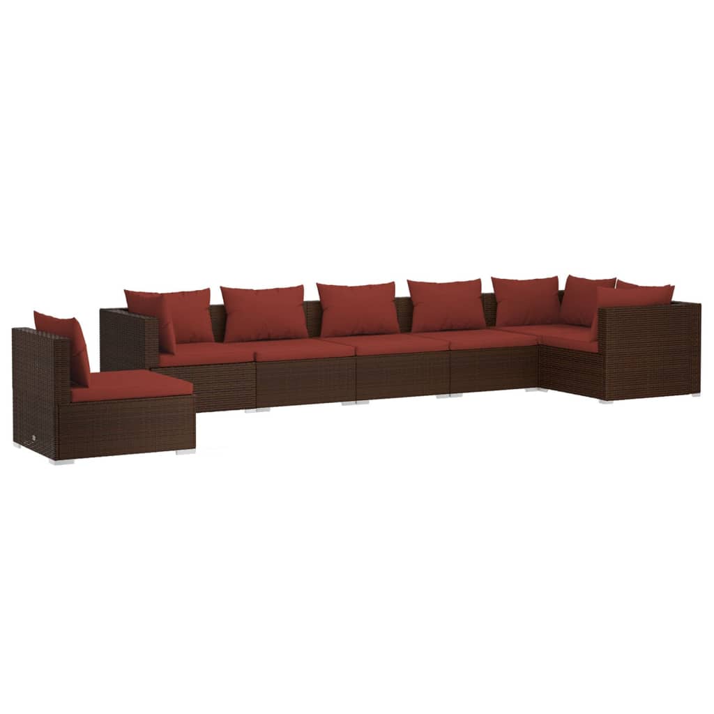 Garden Lounge Set Brown and Cinnamon Red