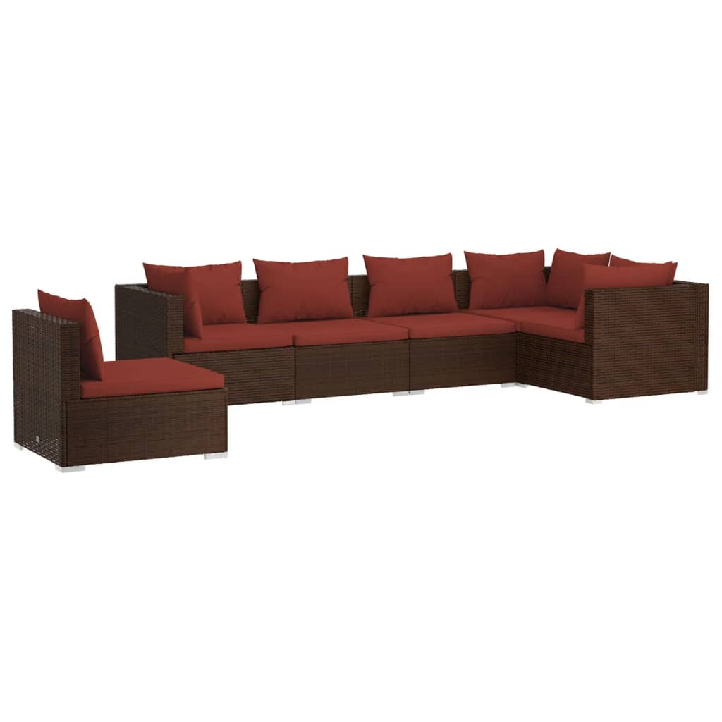 Garden Lounge Set Brown and Cinnamon Red