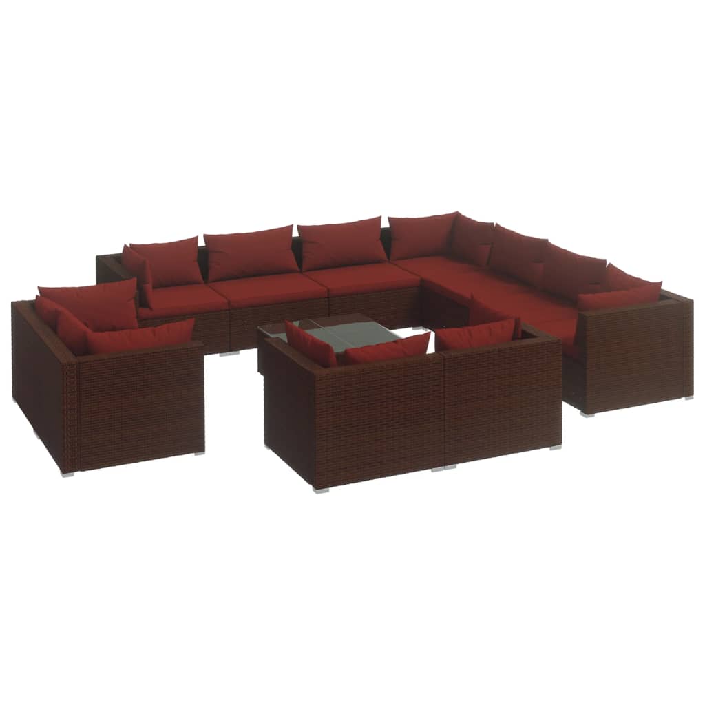 Garden Lounge Set Brown and Cinnamon red