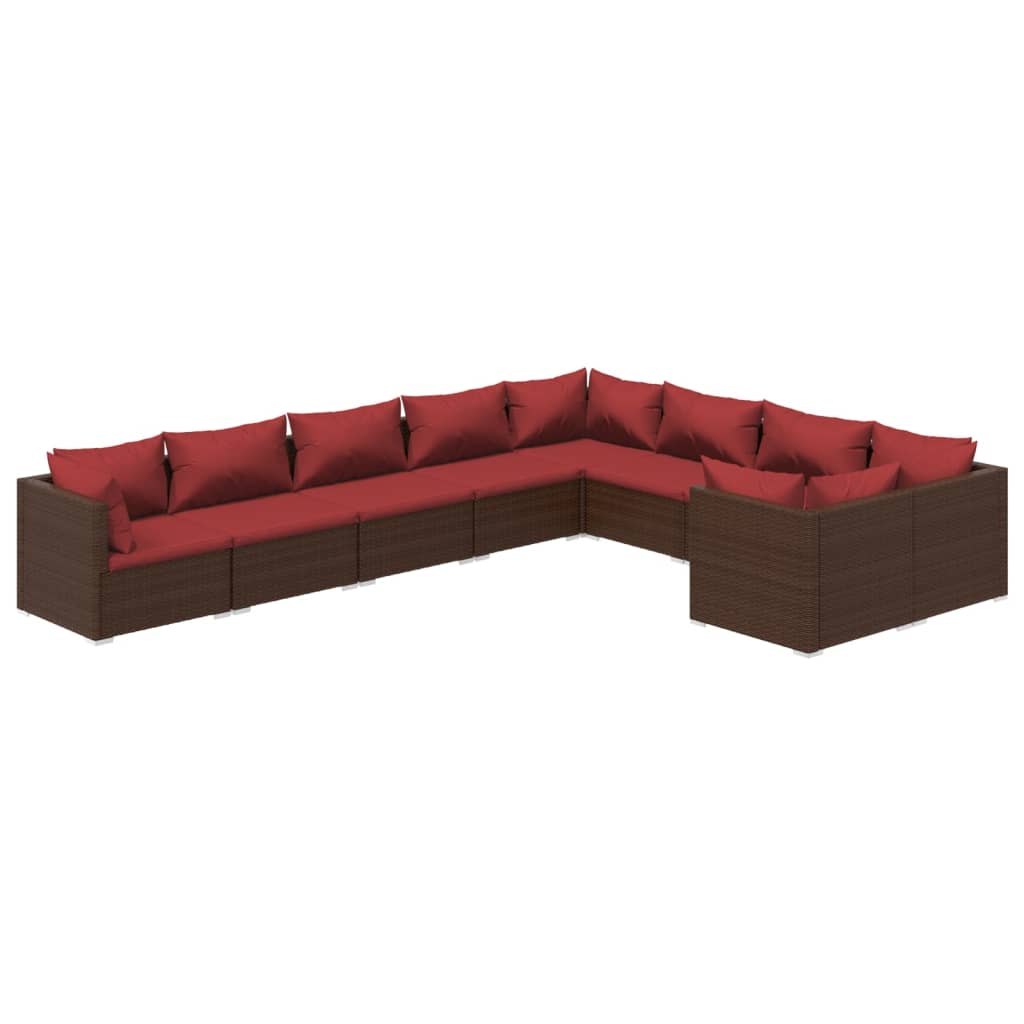 Garden Lounge Set Brown and Cinnamon Red