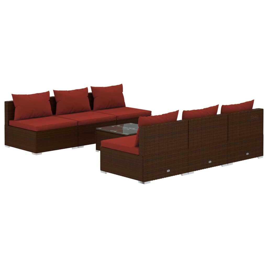 Garden Lounge Set Brown and Cinnamon Red