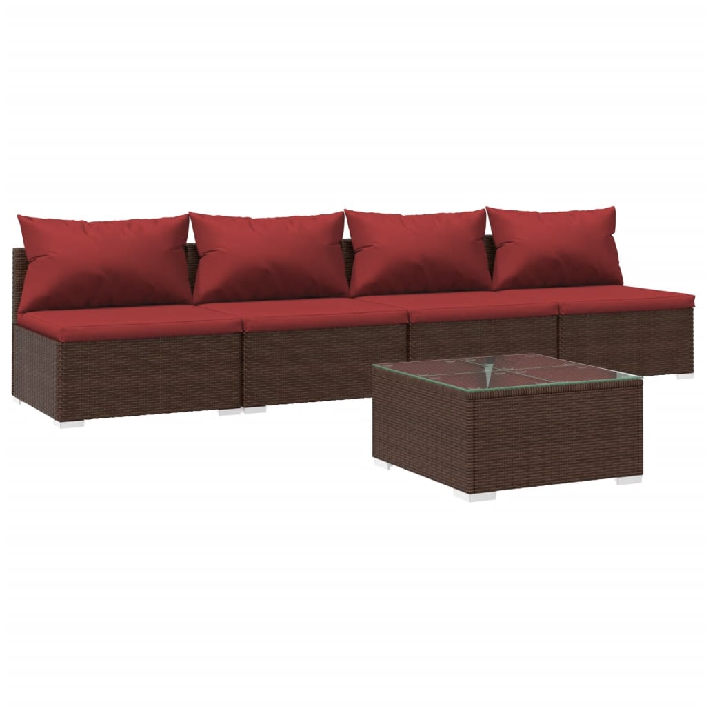 Garden Lounge Set Brown and Cinnamon red