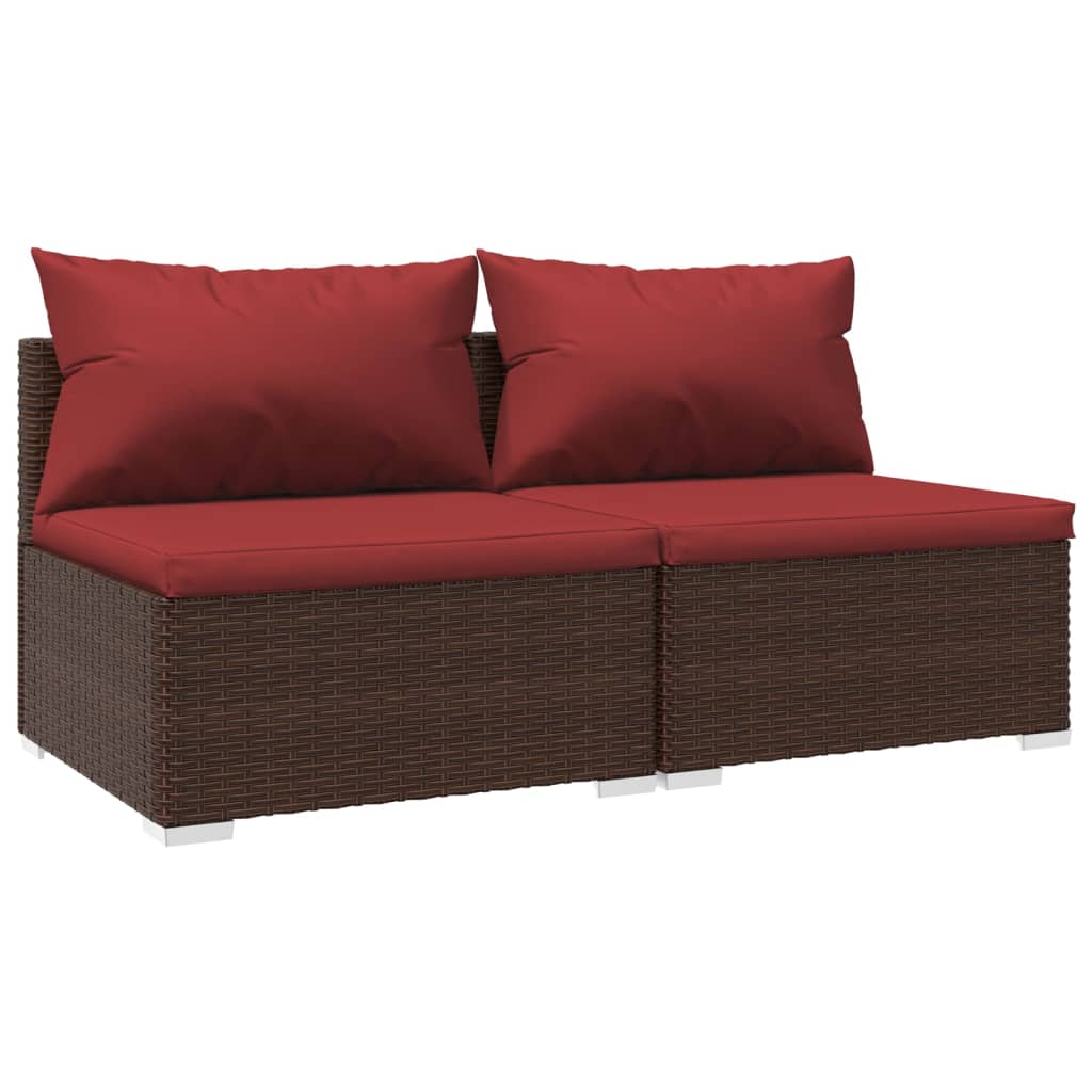 Garden Lounge Set Brown and Cinnamon Red