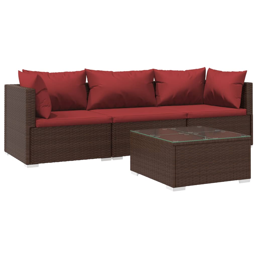 Garden Lounge Set Brown and Cinnamon Red