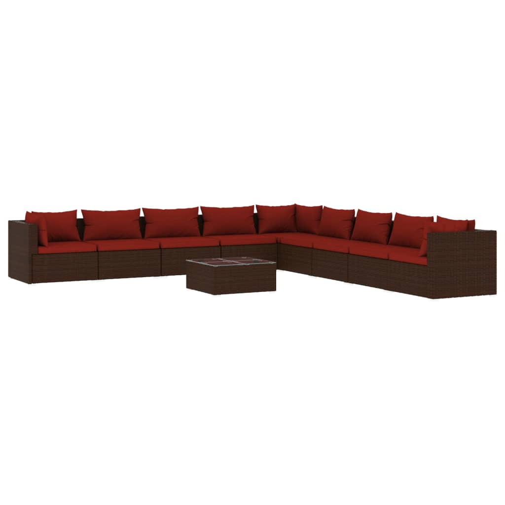 Garden Lounge Set Brown and Cinnamon Red