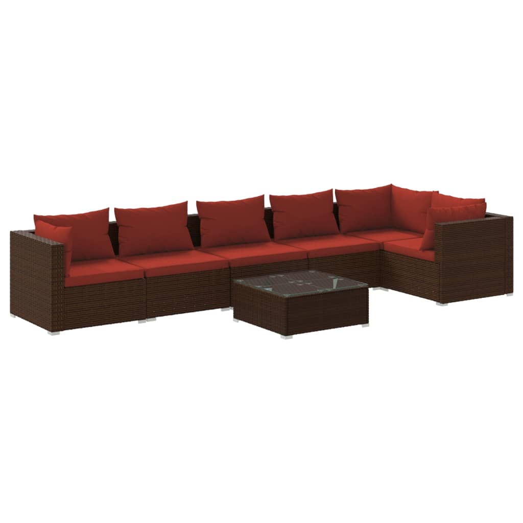 Garden Lounge Set Brown and Cinnamon Red