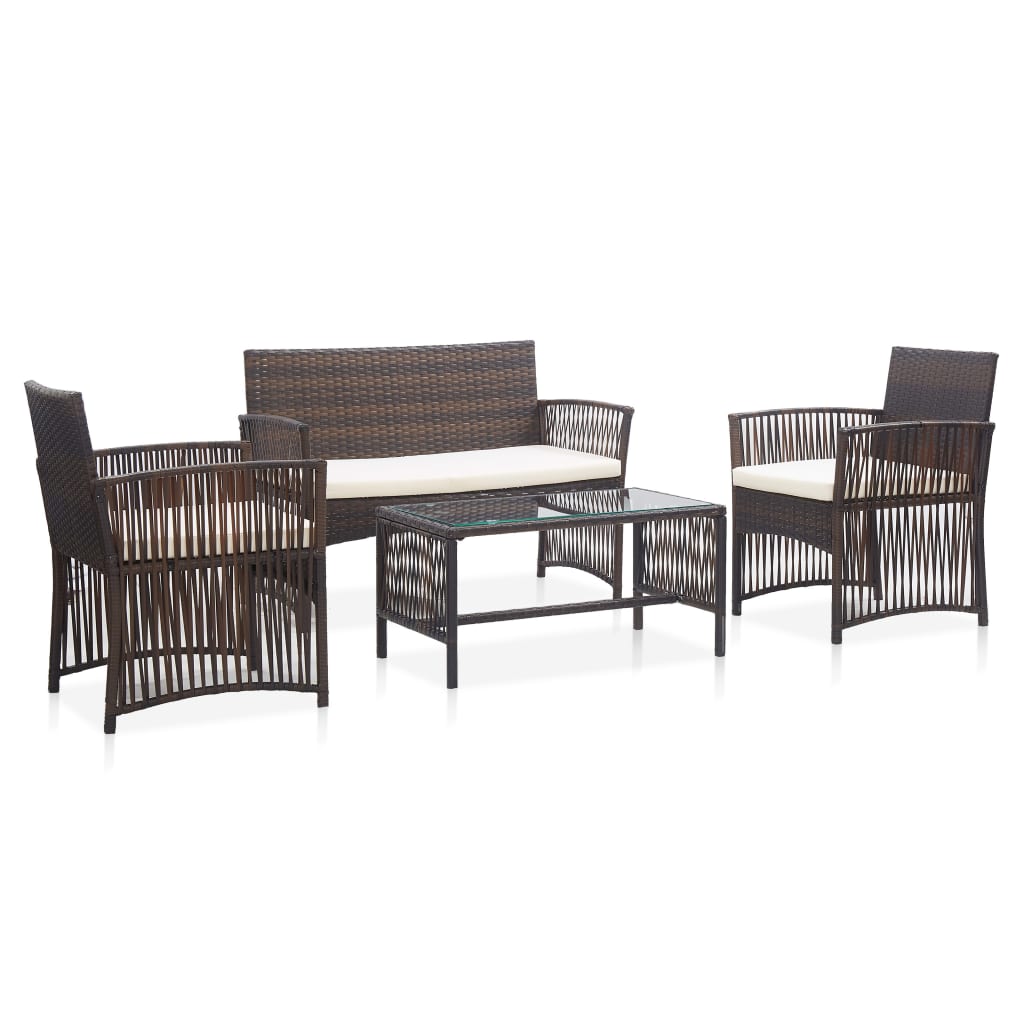 Garden Lounge Set Brown and Cream white