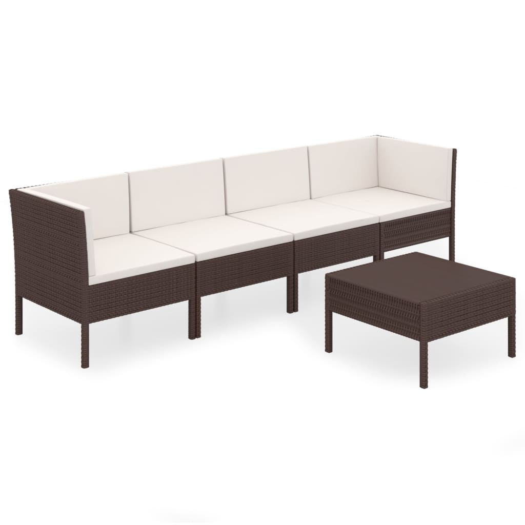 Garden Lounge Set Brown and Cream White