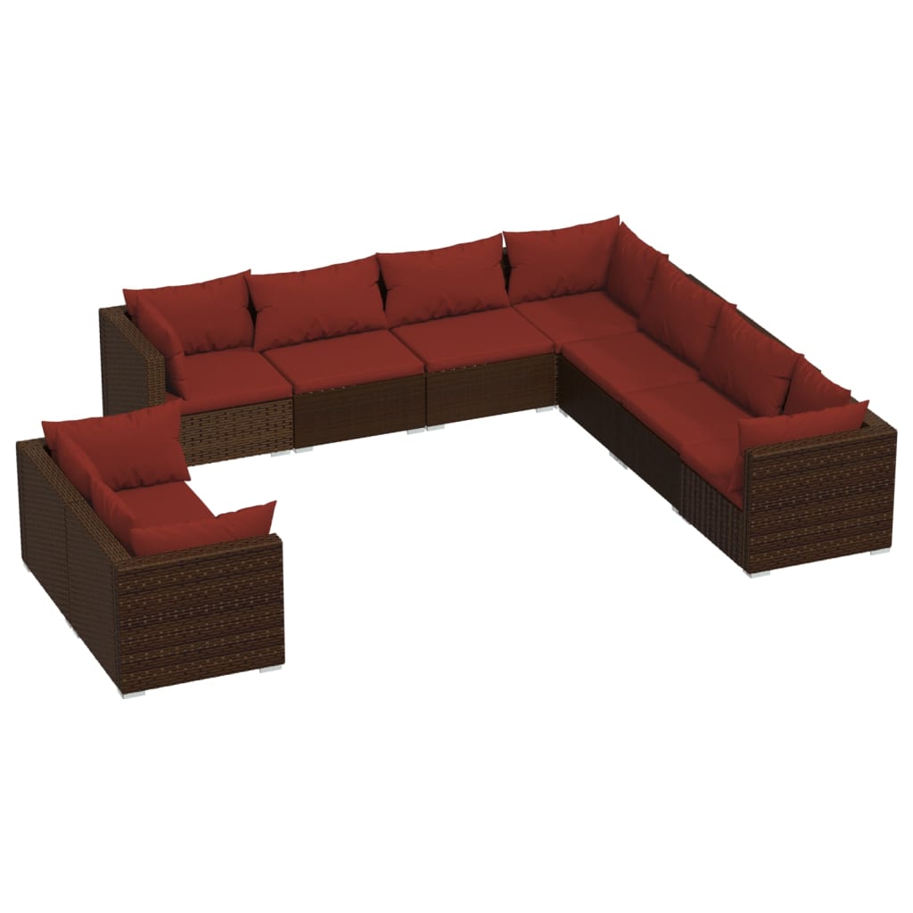 Garden Lounge Set Brown, Cinnamon Red