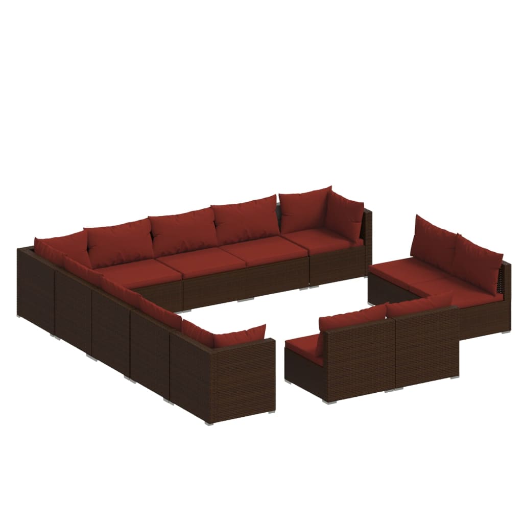 Garden Lounge Set Brown, Cinnamon Red