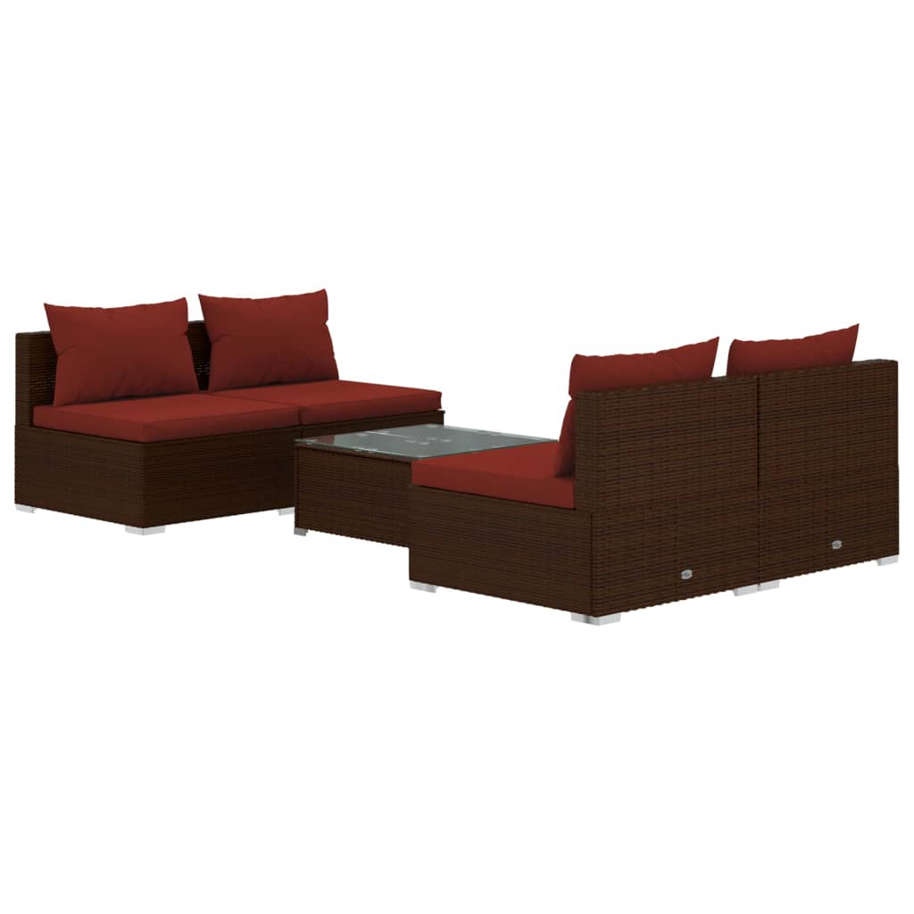 Garden Lounge Set Brown, Cinnamon Red