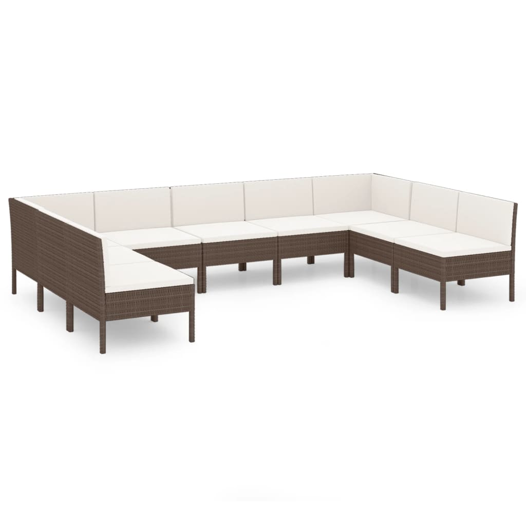 Garden Lounge Set Brown, Cream White