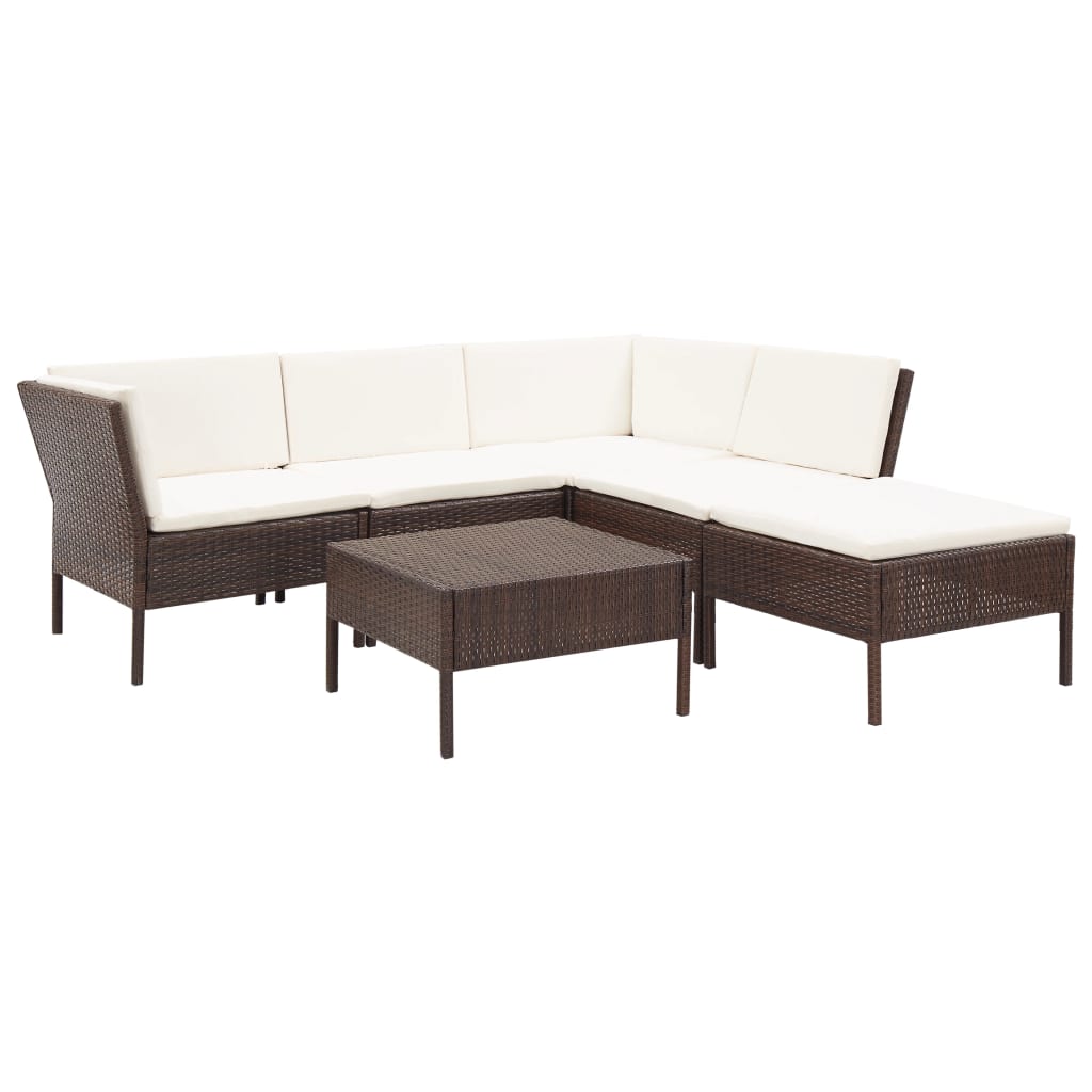 Garden Lounge Set Brown, Cream White