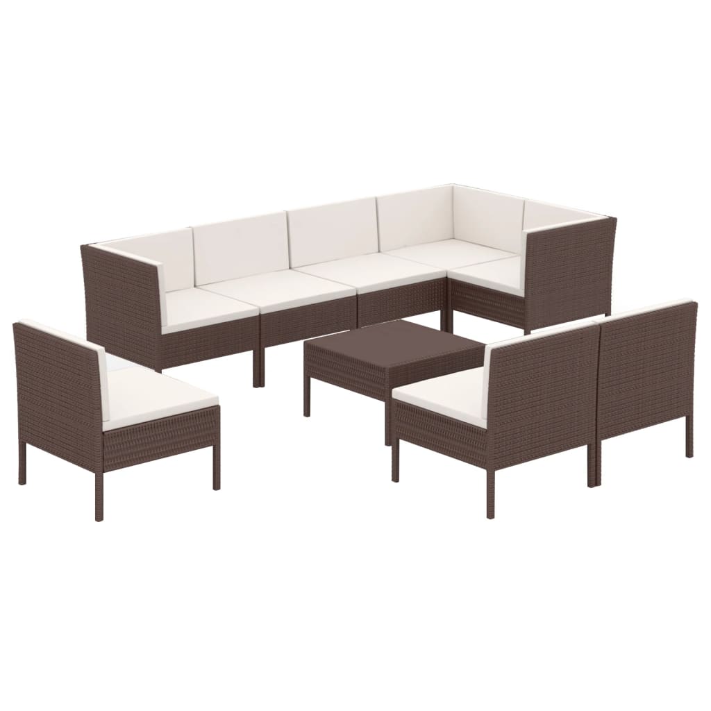 Garden Lounge Set Brown, Cream White