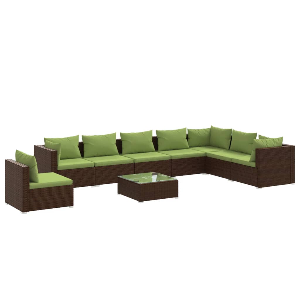 Garden Lounge Set Brown, Green