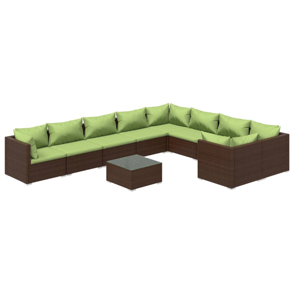 Garden Lounge Set Brown, Green