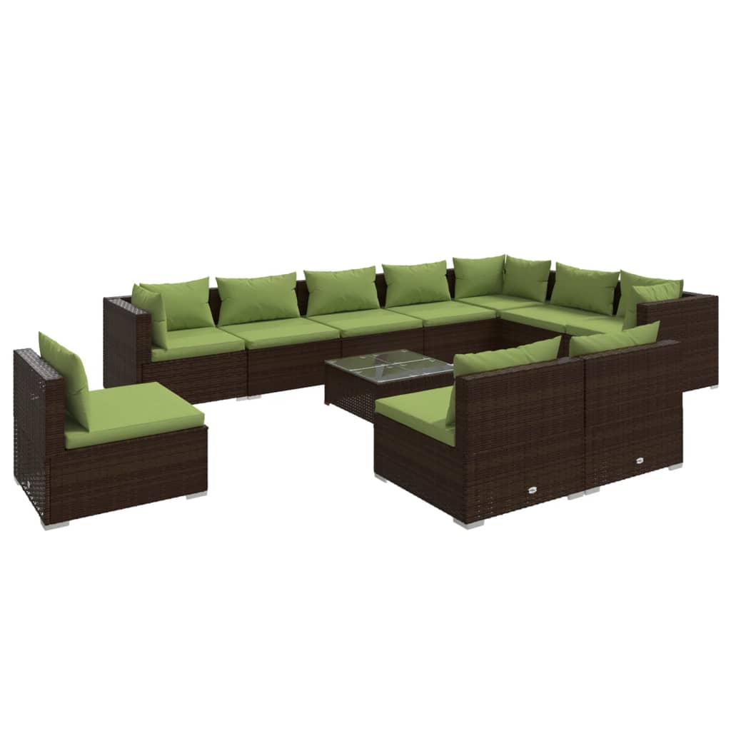 Garden Lounge Set Brown, Green PE rattan Large Modular