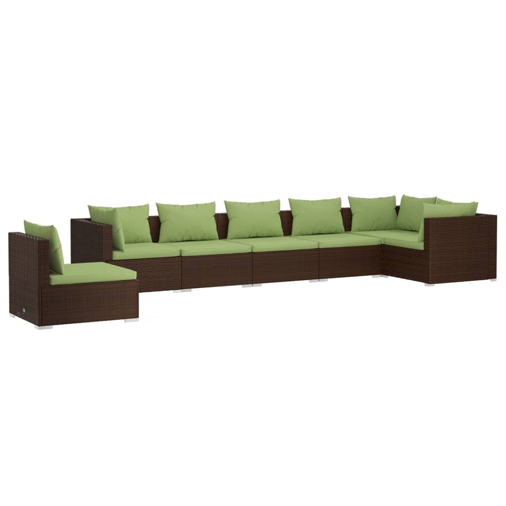 Garden Lounge Set Brown PE rattan 7 Piece Modular