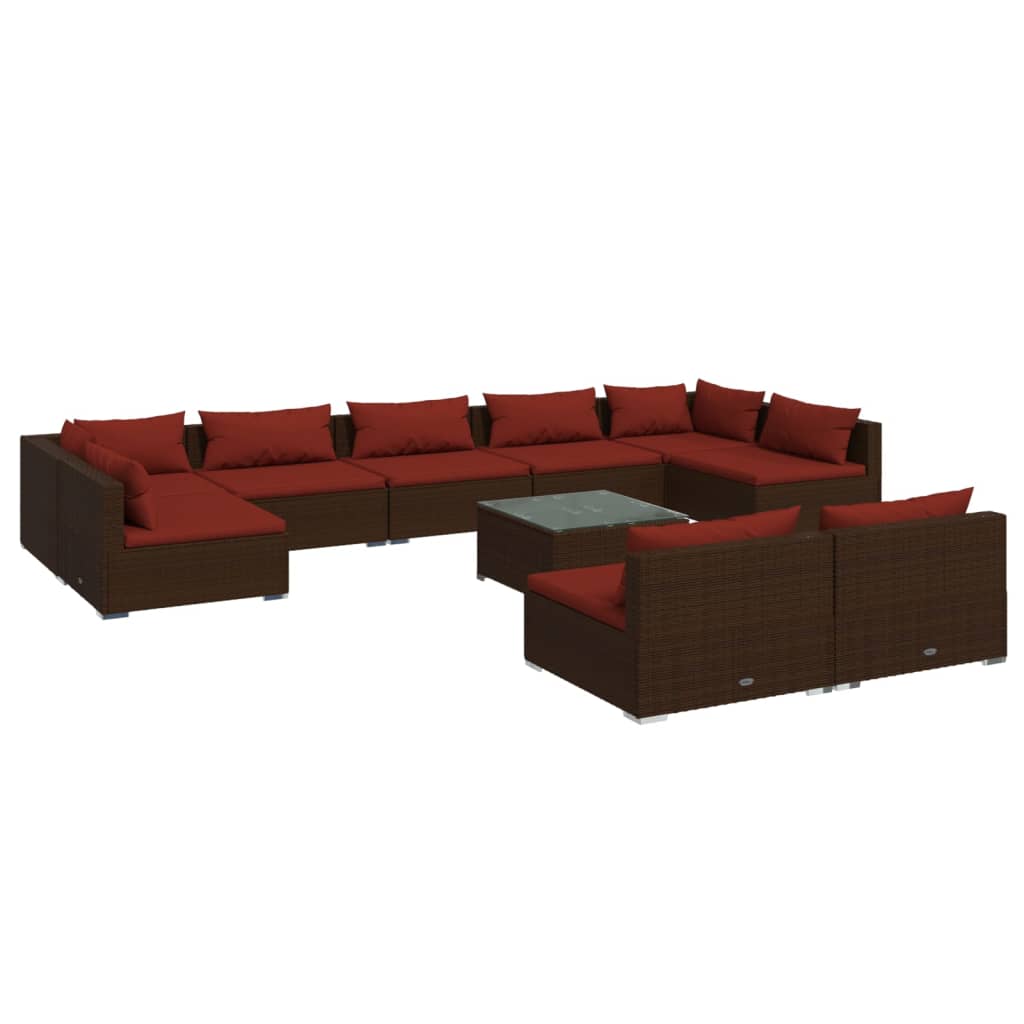 Garden Lounge Set Brown PE Rattan Large Modular