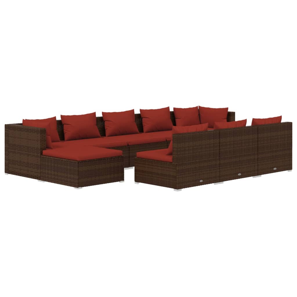 Garden Lounge Set Brown PE Rattan Large Modular