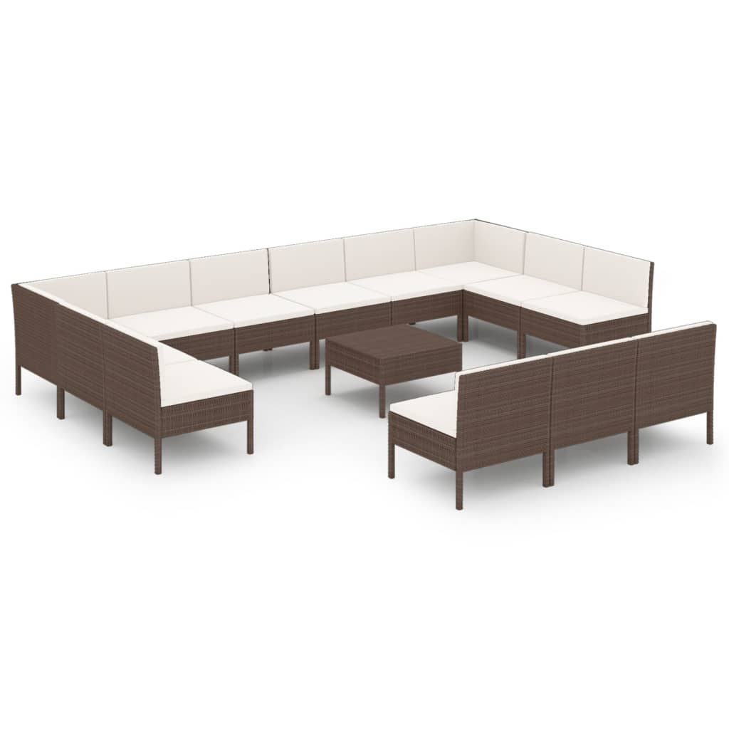 Garden Lounge Set Brown PE rattan Large Modular