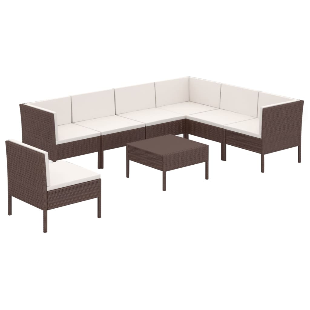 Garden Lounge Set Brown PE rattan Large Modular