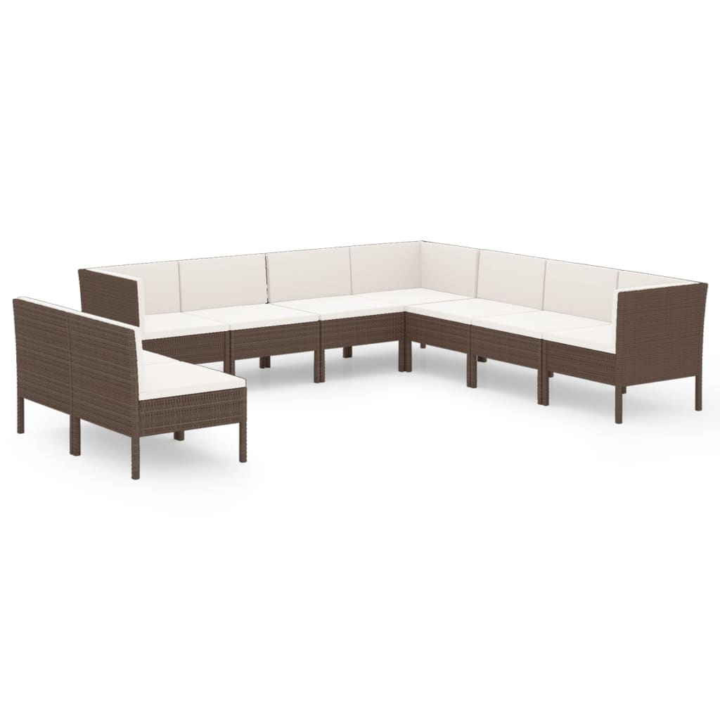 Garden Lounge Set Brown PE Rattan Large Modular