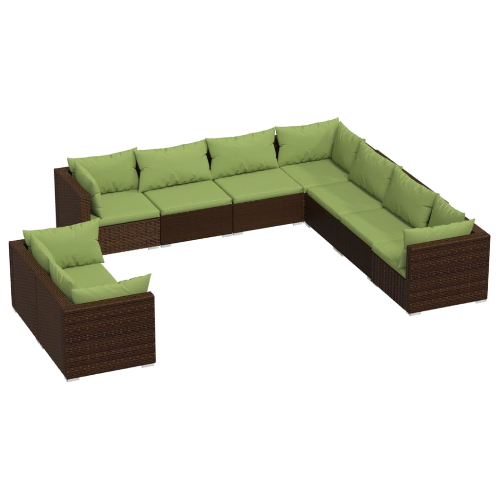 Garden Lounge Set Brown PE Rattan Large Modular