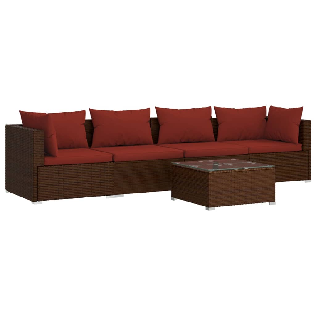 Garden Lounge Set Brown PE rattan Large Modular