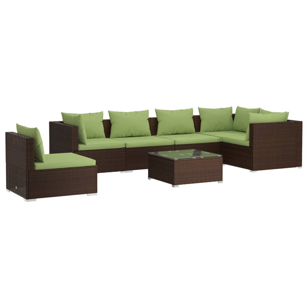 Garden Lounge Set Brown PE Rattan Large Modular