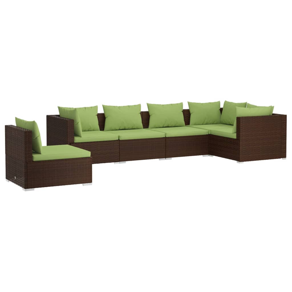 Garden Lounge Set Brown PE Rattan Large Modular