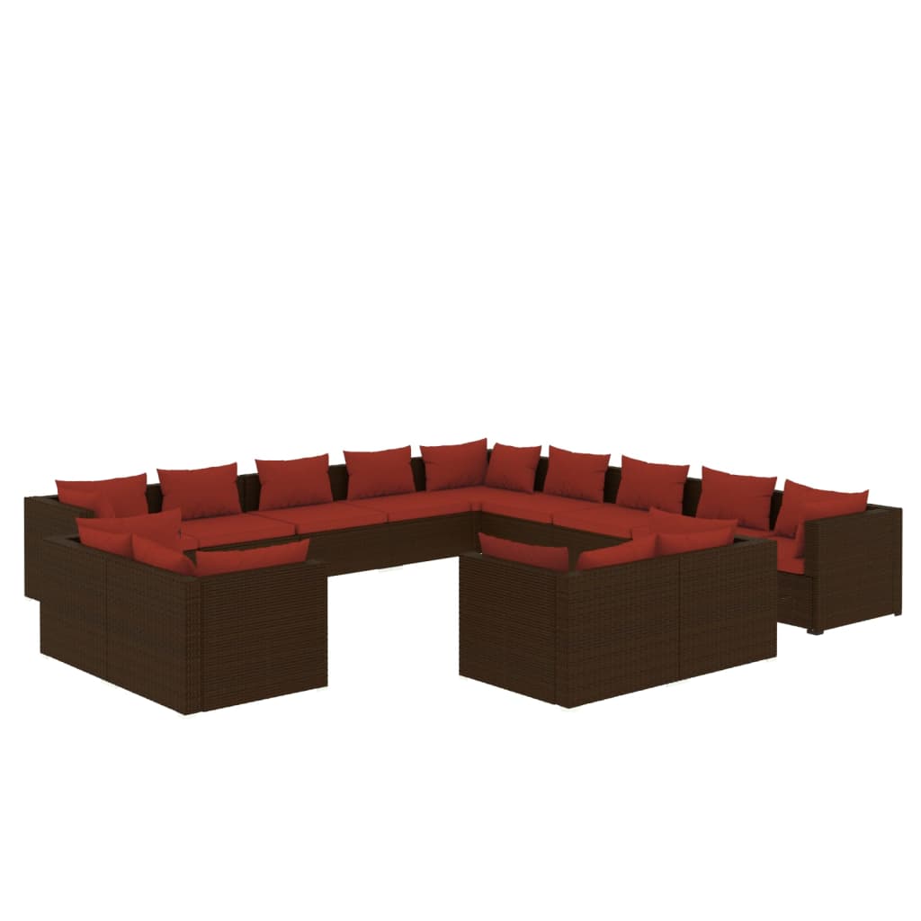 Garden Lounge Set Brown PE Rattan Large Modular