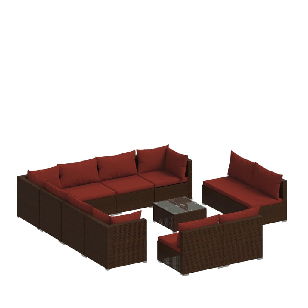 Garden Lounge Set Brown PE Rattan Large Modular
