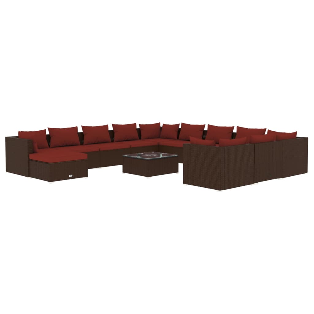 Garden Lounge Set Brown PE rattan Large Modular