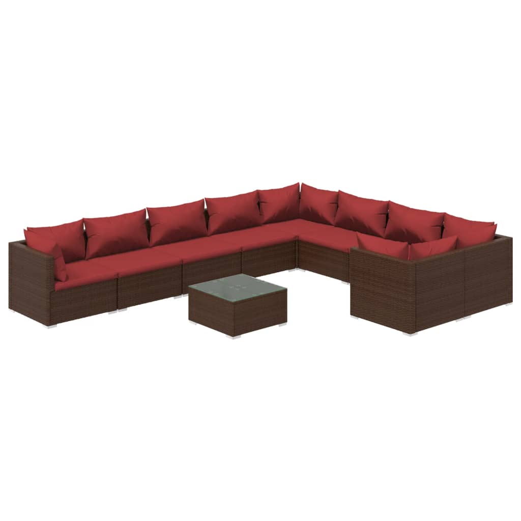 Garden Lounge Set Brown PE Rattan Large Modular