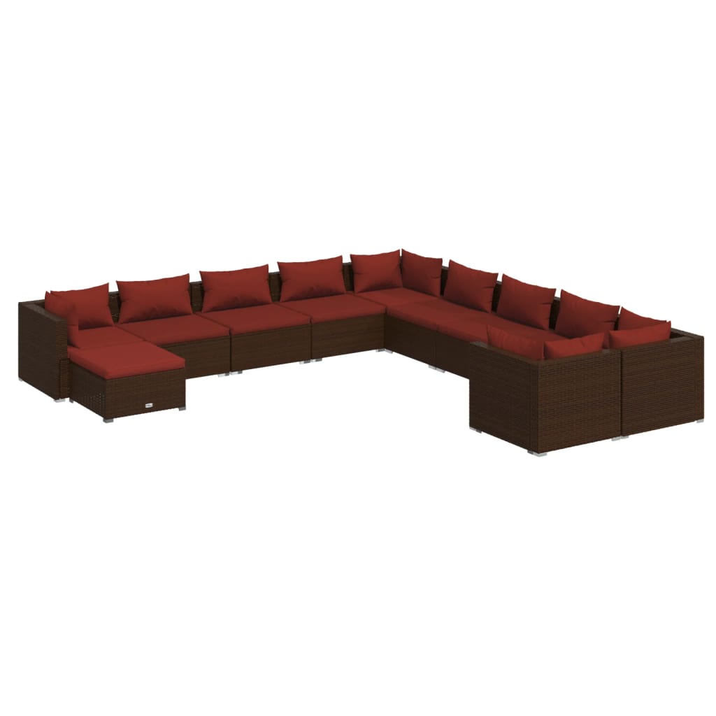 Garden Lounge Set Brown PE rattan Large Modular