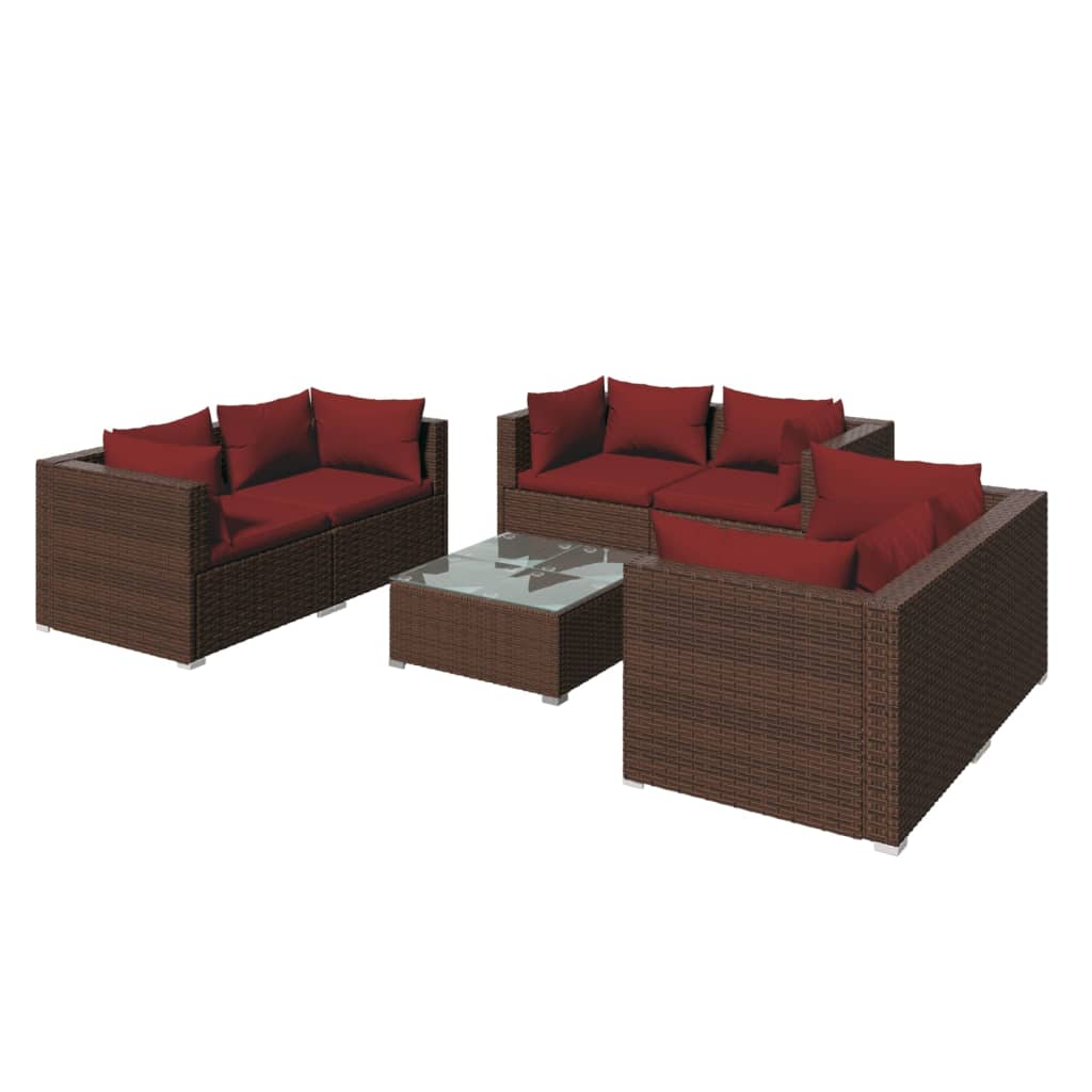 Garden Lounge Set Brown PE rattan Medium Removable Covers