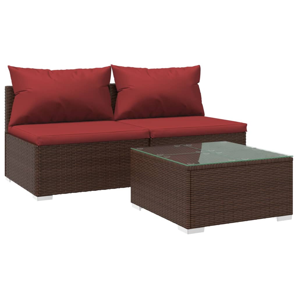 Garden Lounge Set Brown PE rattan Medium