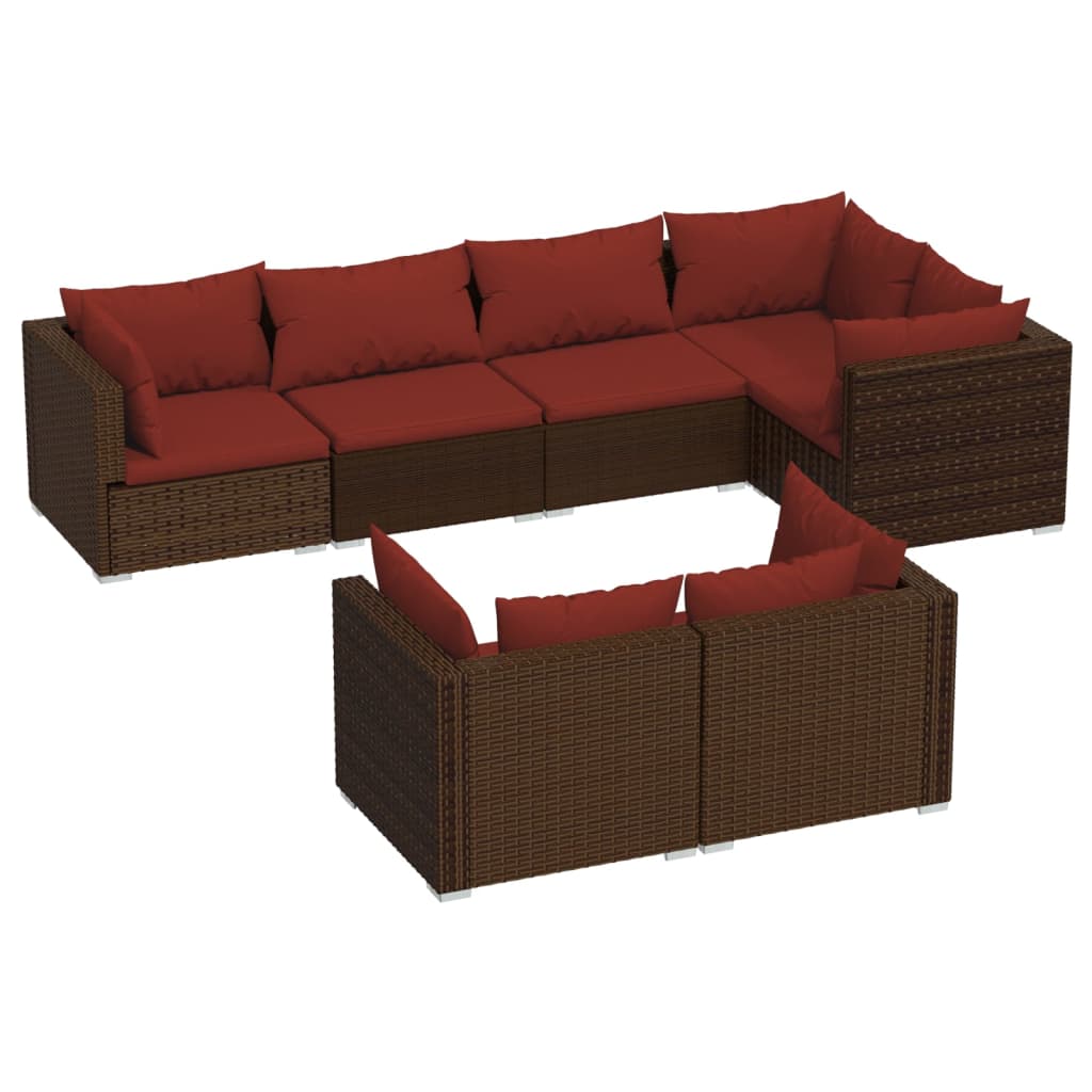 Garden Lounge Set Brown PE rattan, powder-coated steel, plastic