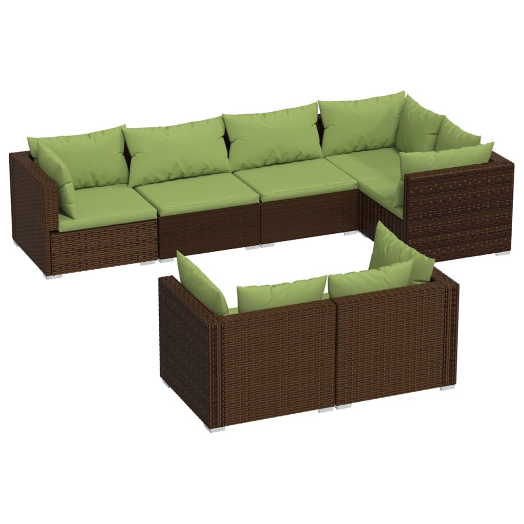 Garden Lounge Set Brown PE rattan, powder-coated steel, plastic