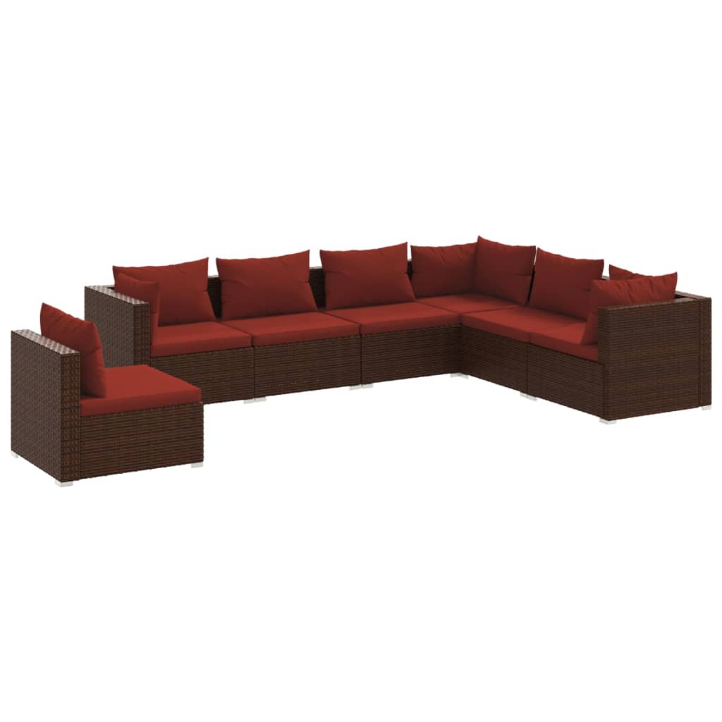 Garden Lounge Set Brown PE rattan, powder-coated steel, plastic