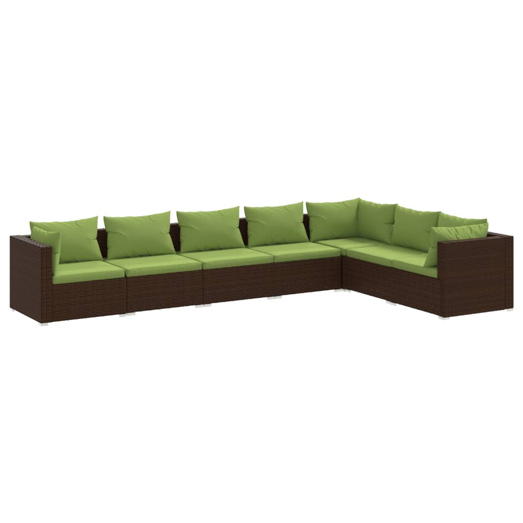 Garden Lounge Set Brown PE rattan, powder-coated steel, plastic